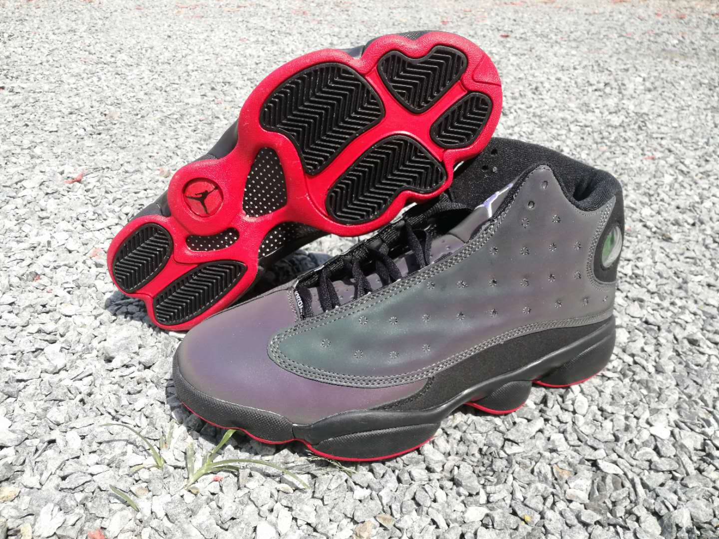 2019 Air Jordan 13 Retro 3M Chameleon Grey Black Red Shoes